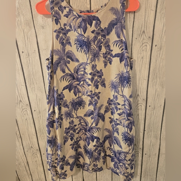 Tommy Bahama Wild Paradise Linen Shift Dress Blue Tropical L Large - Picture 3 of 8